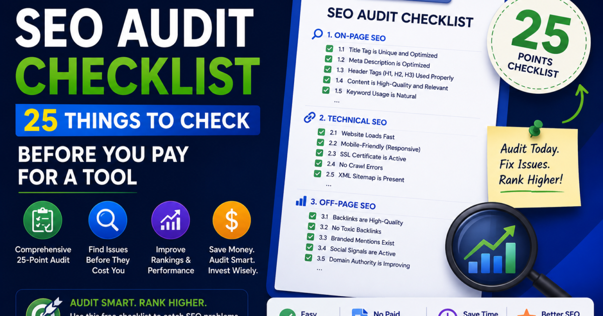 Free SEO Audit Checklist: 25 Things to Check Before You Pay for a Tool