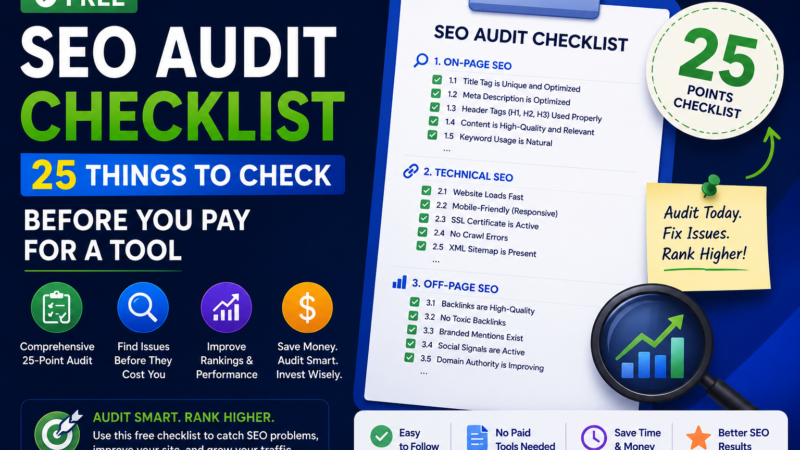 Free SEO Audit Checklist: 25 Things to Check Before You Pay for a Tool