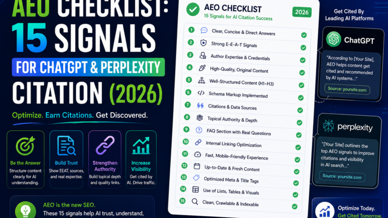 AEO Checklist: 15 Signals That Determine If ChatGPT & Perplexity Cite Your Site